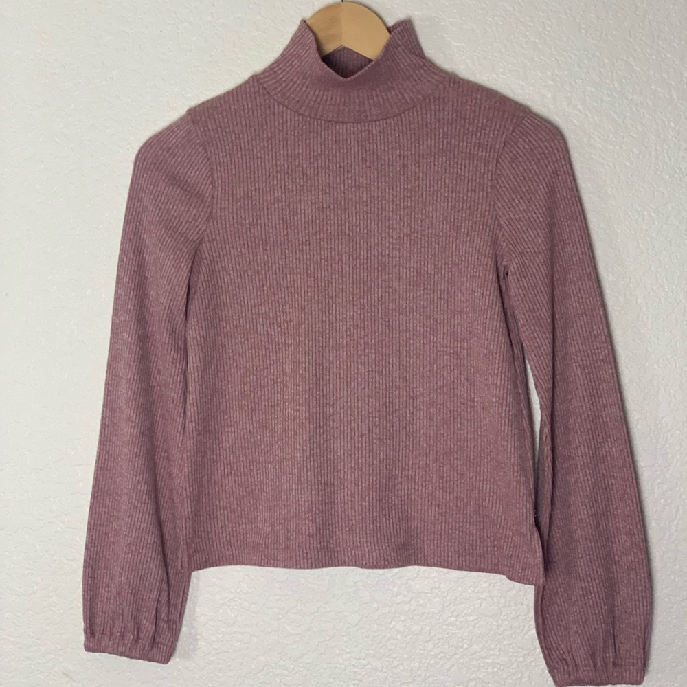 Madewell | Rib knit mock neck pullover sweater with elastic cuffs size xxs
